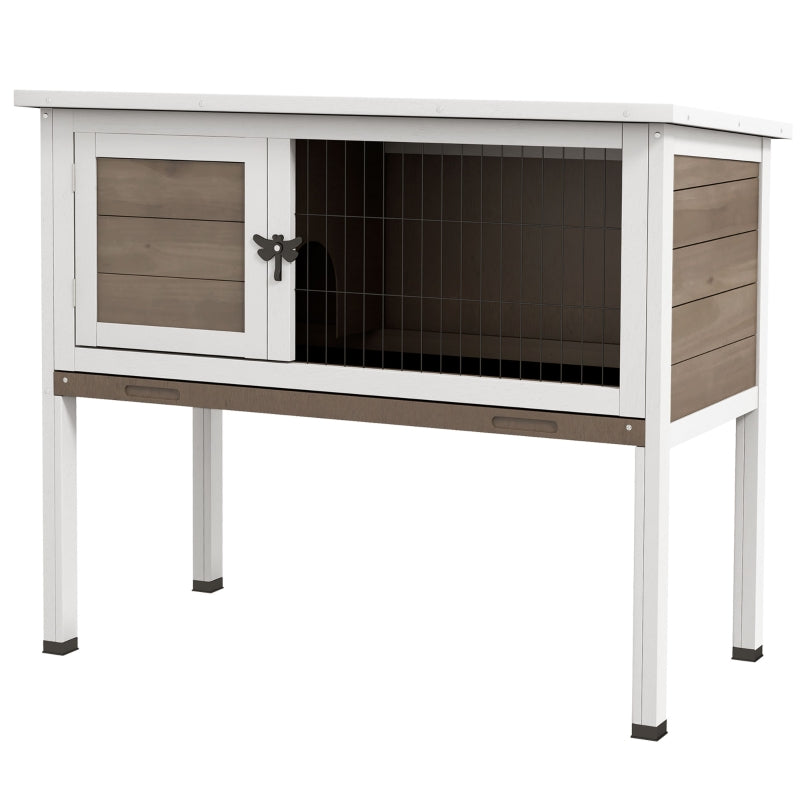 Wooden Guinea Pig Hutch, Small Animal Cage with Slide-out Tray, Brown