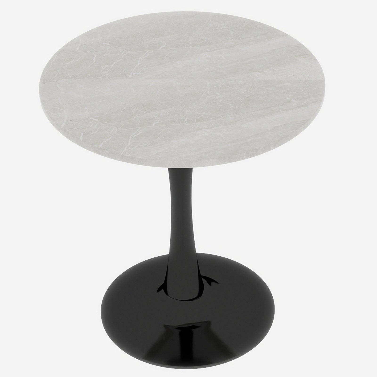 Coffee Table Round Marble Top Mid-Century Modern 27.6-inch - Black