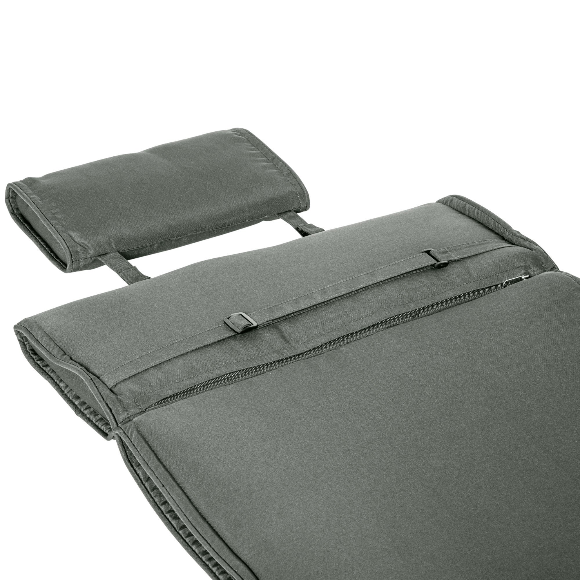 Lounger Cushion, Garden, Removable Headrest, Polyester Cotton Fibre, Grey