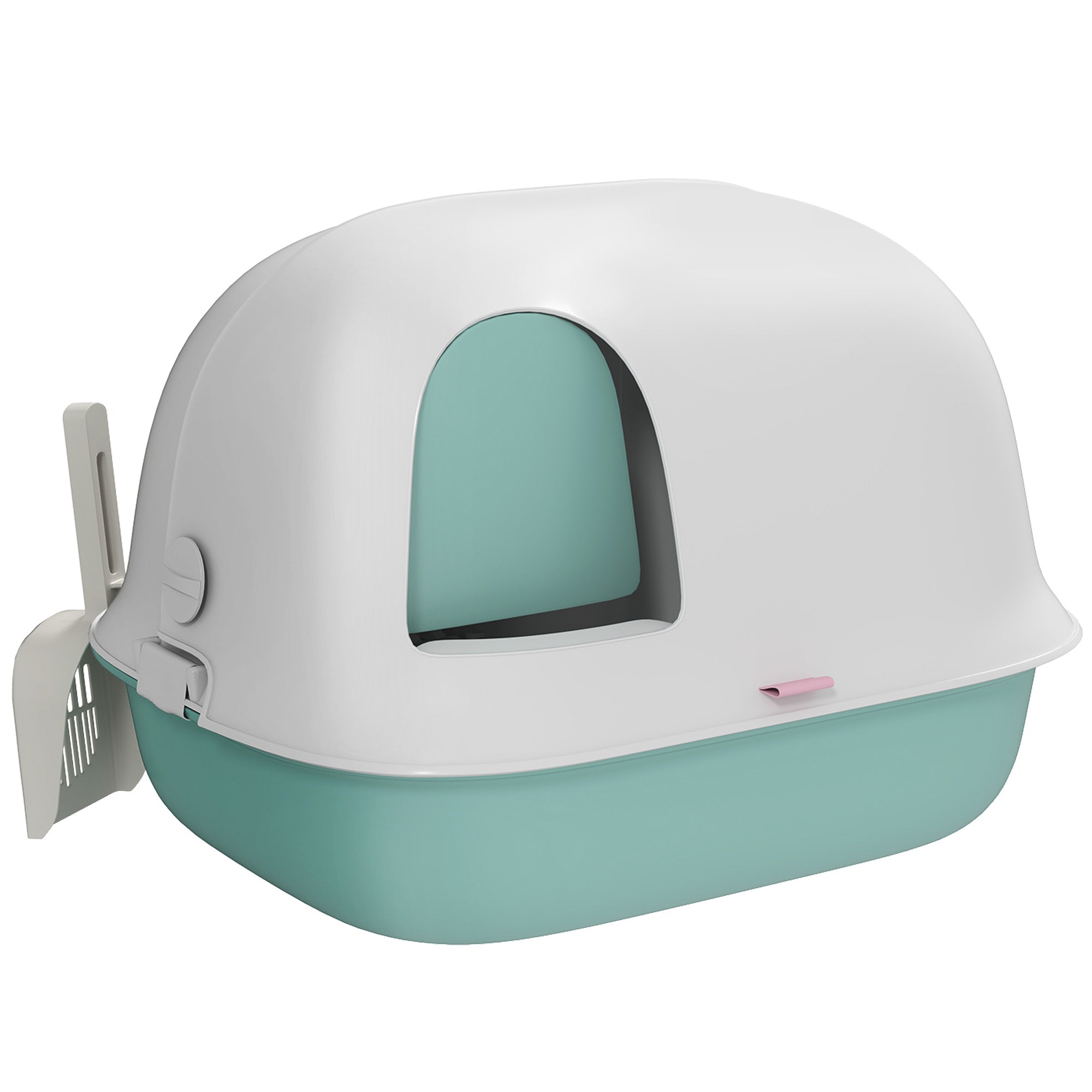 Cat Litter Box, Sieve, Closed, Plastic, Green