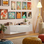 TV cabinet hanging TV board for TVs up to 65 inches 140 cm lowboard with storage space, white