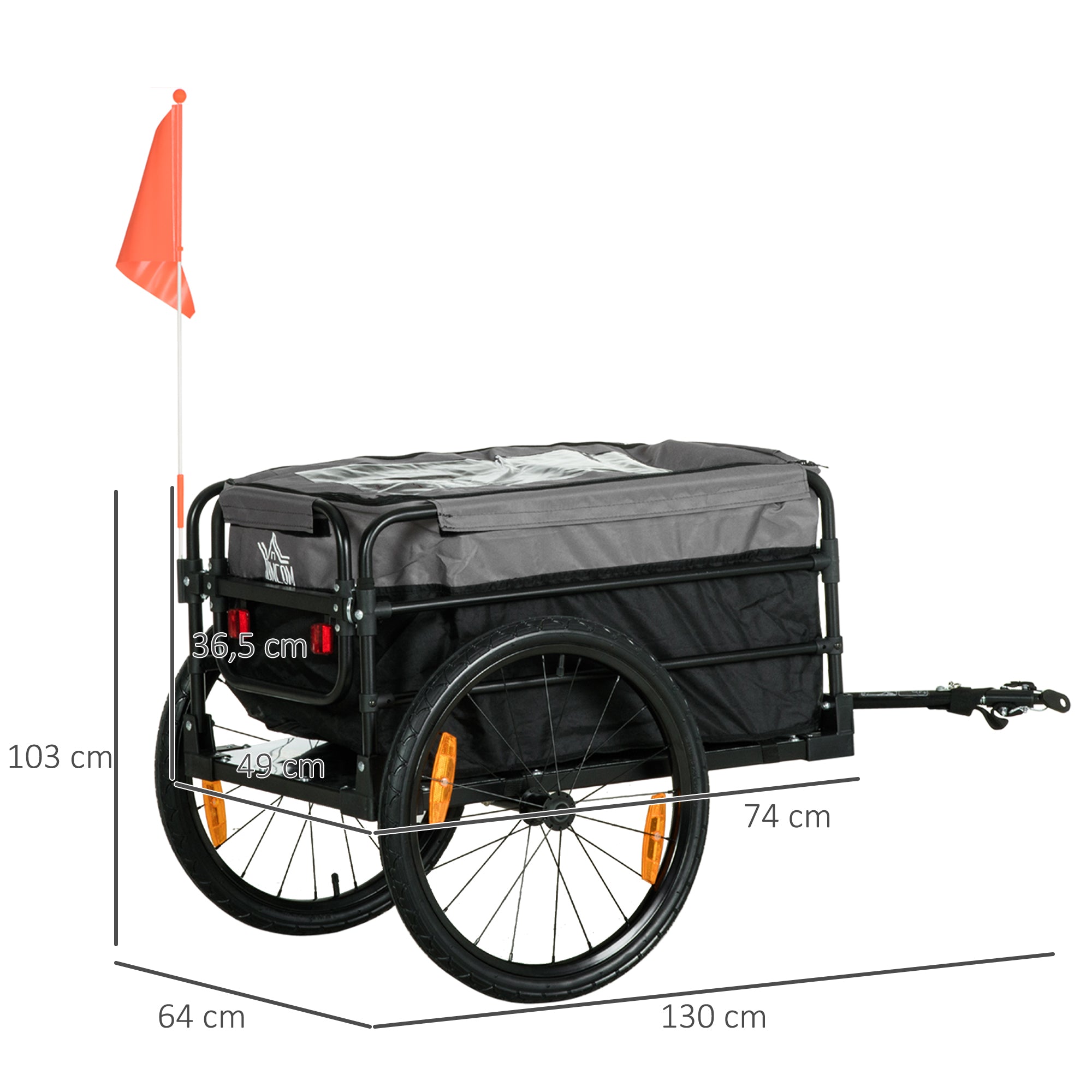 2-in-1 bicycle trailer cargo transport, 20 inch pneumatic tires, 40 kg load, 130 x 64 x 103 cm