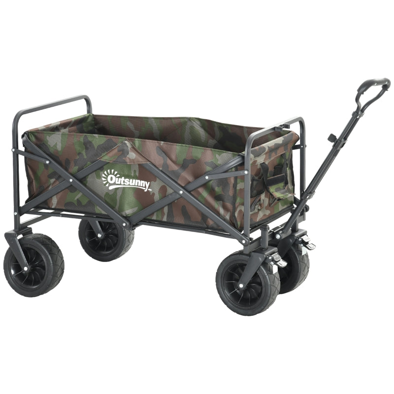 95L Folding Garden Trolley with Steel Frame and Handle, Multicolor