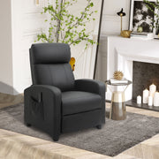 Recliner Armchair, Massage Push Back with Adjustable Leg Rest, Faux Leather Black