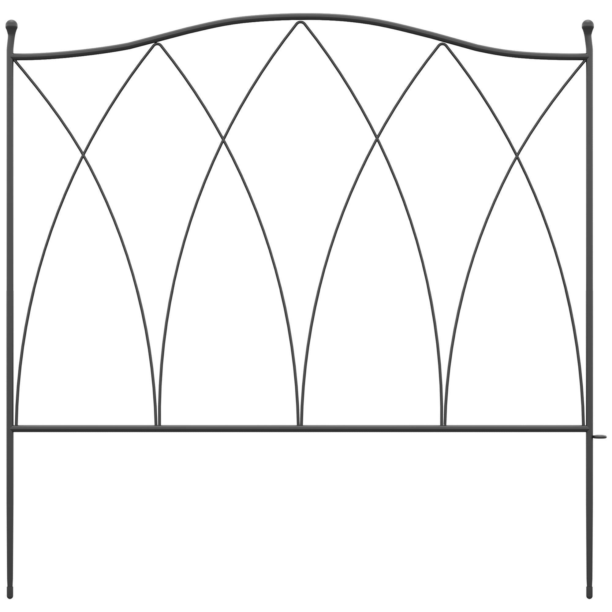 Decorative Fence Panels, Set of Five 61.5cm, Black Metal