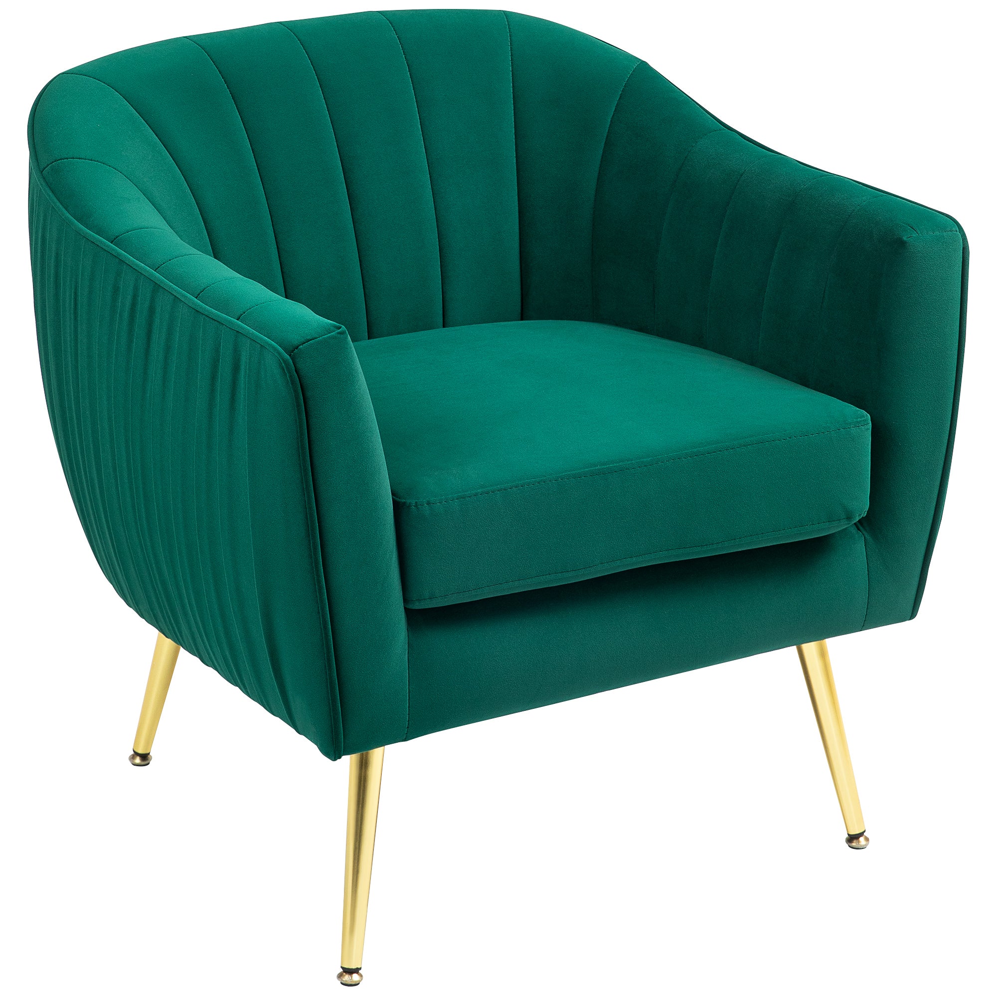 Velvet-Feel Accent Chair with Shell Back - Green