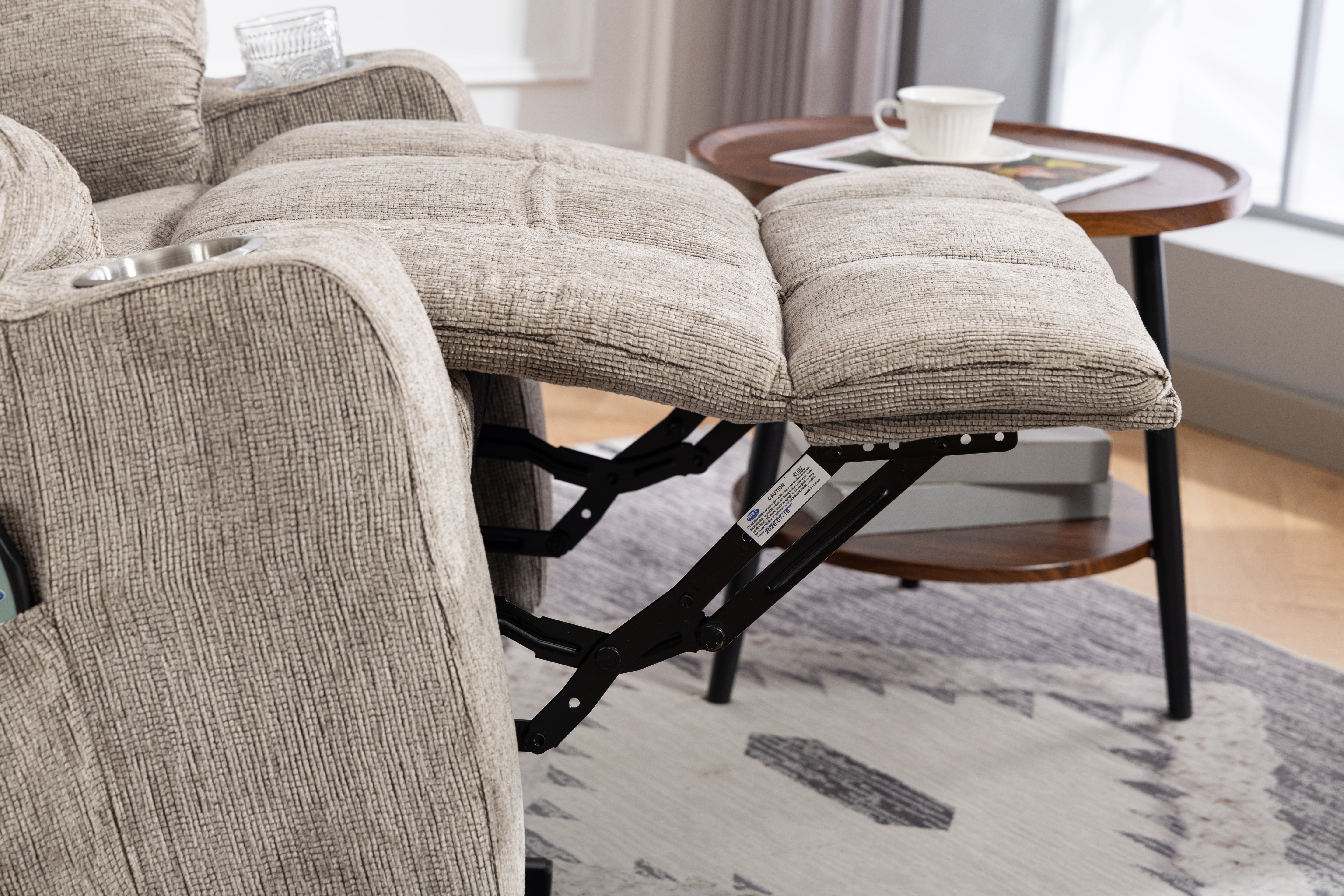 8205 Electric Armchair, Lift Assist, Massage, Heat, Footrest, Side Pockets & Cup Holder, Light Brown