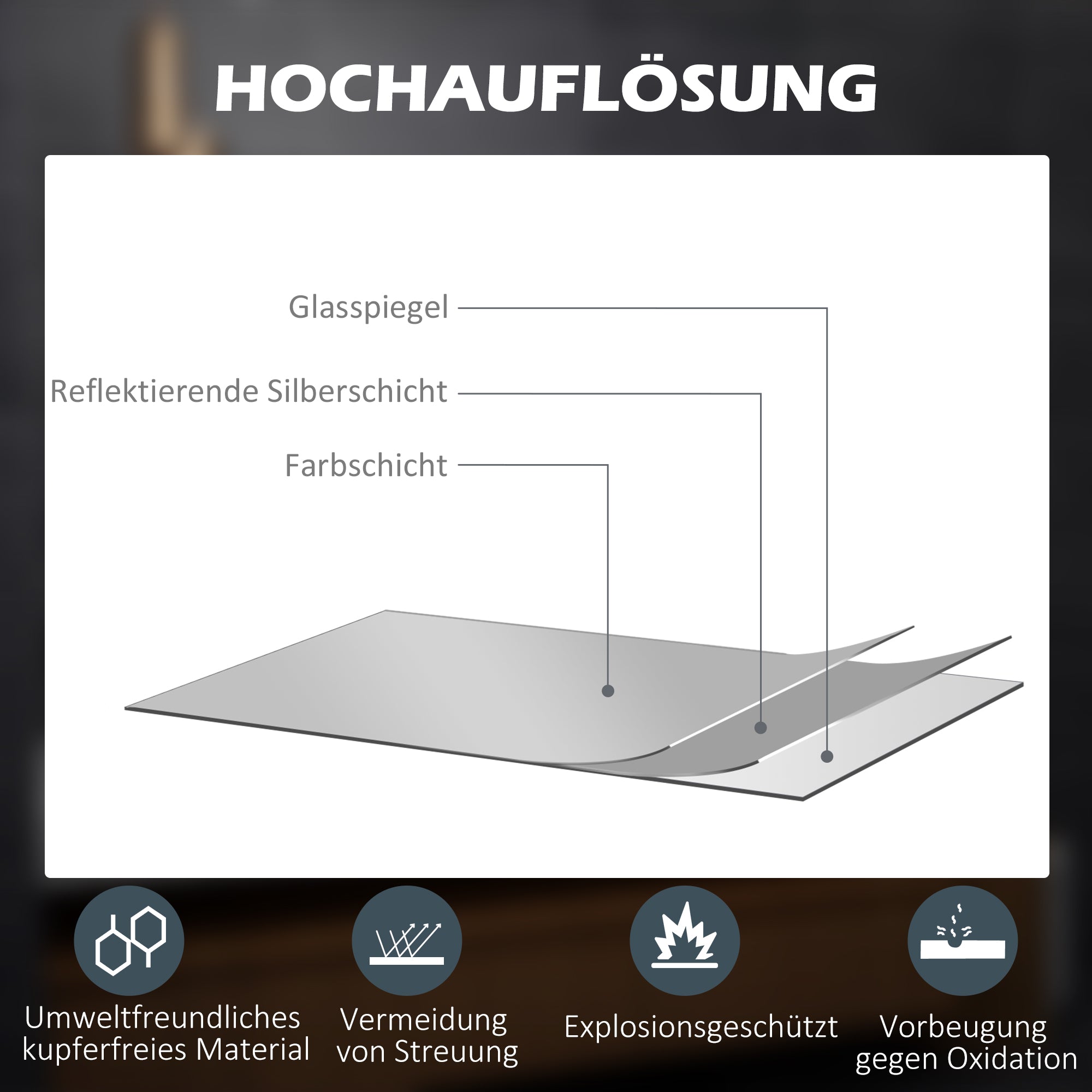 kleankin Bathroom Mirror, LED 3x Magnification Touch, Fog-Free, Silver