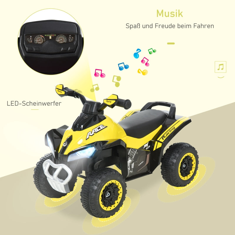 Children's Ride-On Pedal Car with light, music, for 18-36 months, yellow plastic and steel
