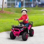 Kids Electric Ride on ATV, 12V Battery-Powered Quad Bike with Spring Suspension, Pink
