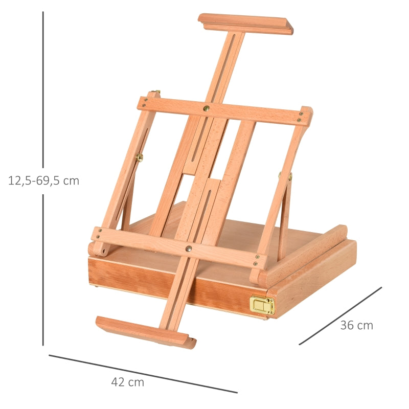 Vinsetto Easel, Studio Foldable with Drawer, Natural Beechwood