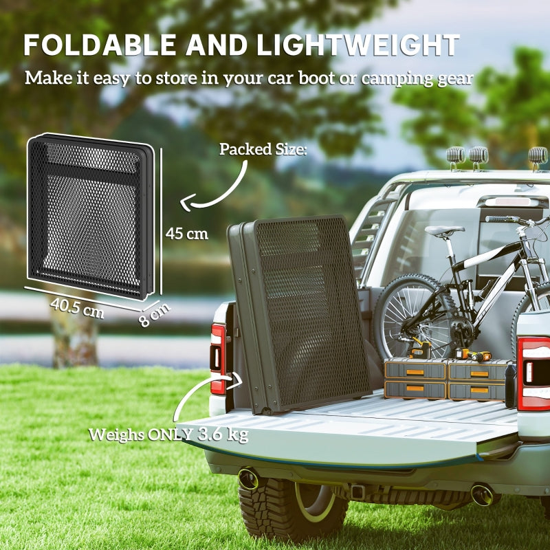 3 ft Folding Camping Table, Adjustable Height Portable Mesh Desktop, Black