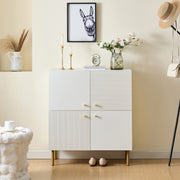 Sideboard, Modern MDF with Zinc Alloy Handles & Steel Legs, White