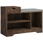 Multi-Compartment Shoe Bench with Seat - Rustic Brown