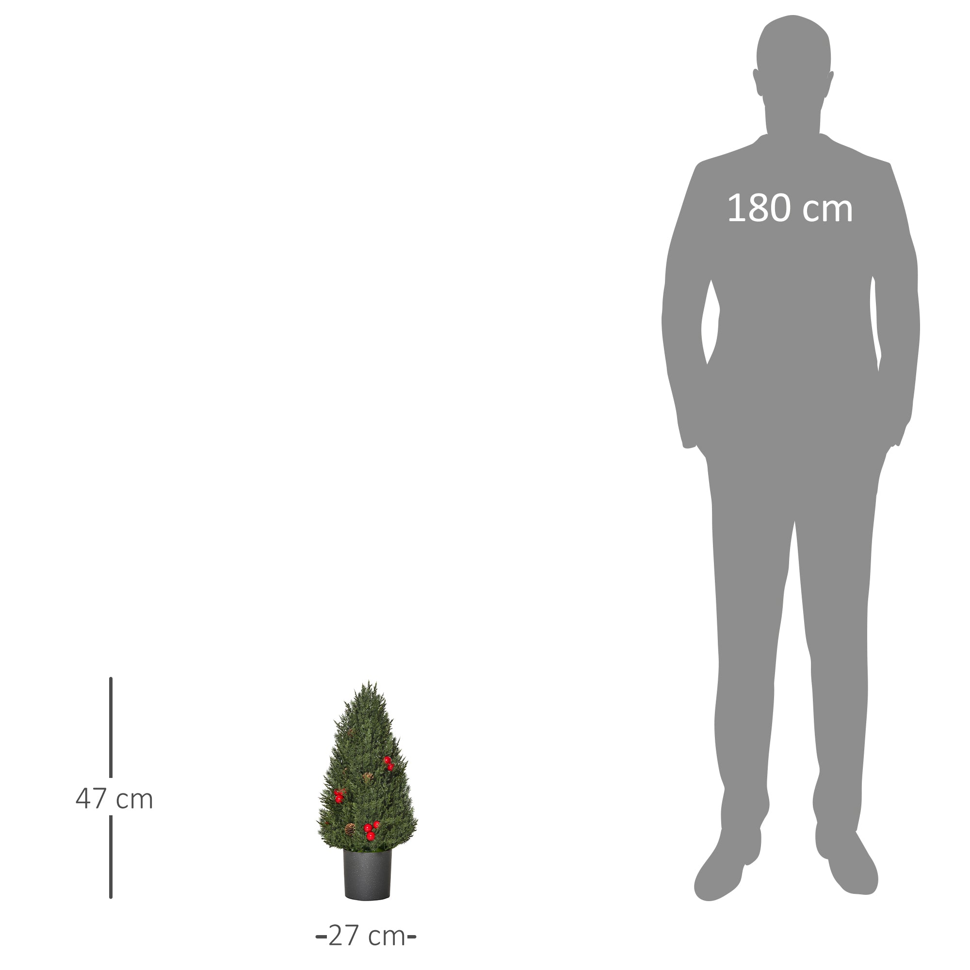 Christmas Tree 50 cm, Berries and Pine Cones, Green PVC PE