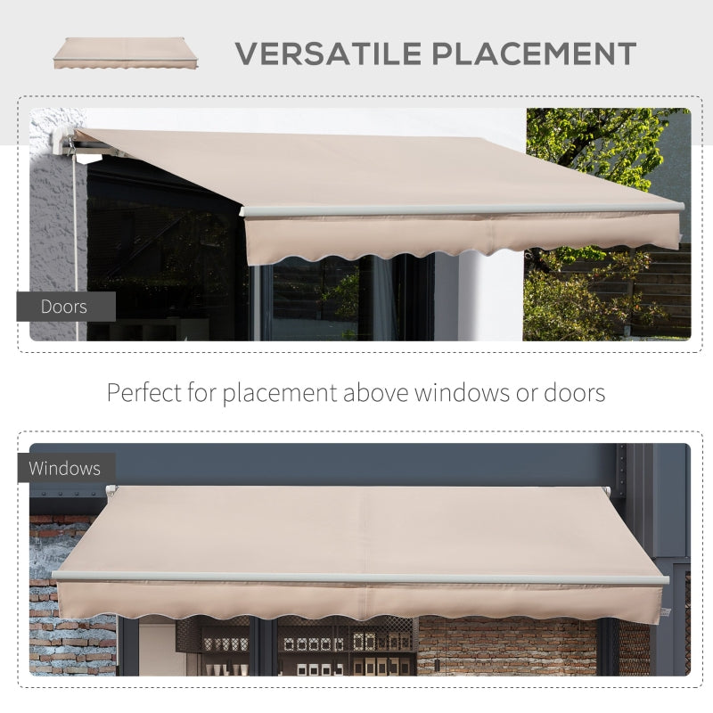 Manual Awning 4x2.5m Sun Weather Shade with Handle, Beige