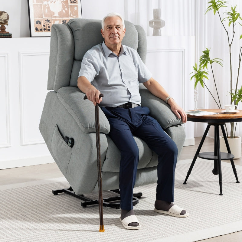 Eight-Point Massage Electric Lift Chair Linen Light Grey