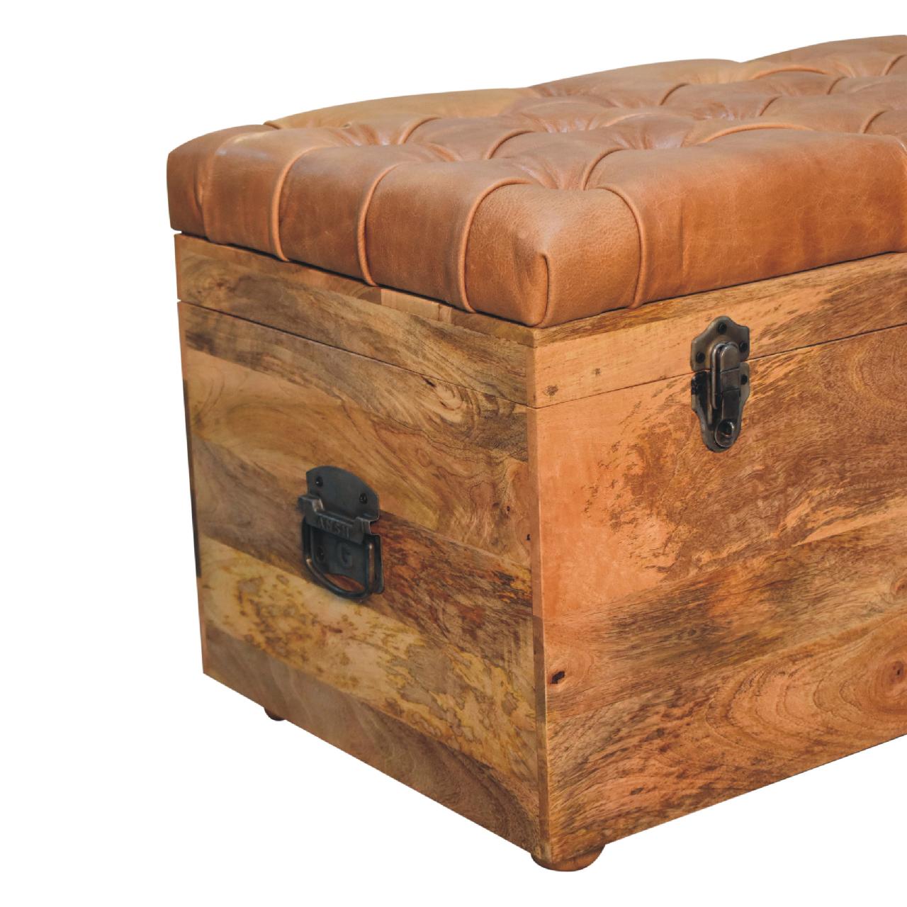 Buffalo Hide Storage Trunk, Oak-ish
