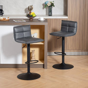 Set of Two Bar Stools Modern Faux Leather Dark Grey