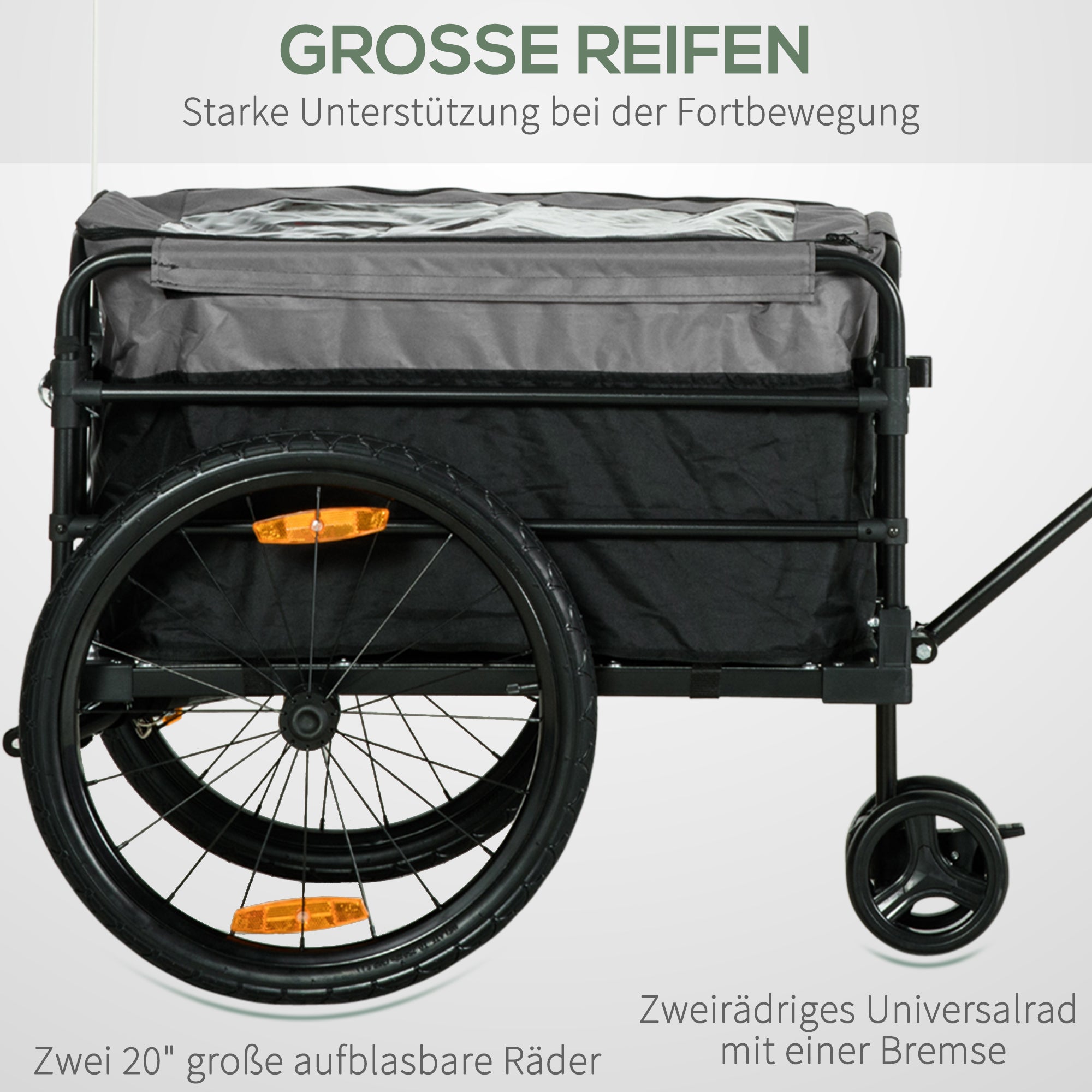 2-in-1 bicycle trailer cargo transport, 20 inch pneumatic tires, 40 kg load, 130 x 64 x 103 cm