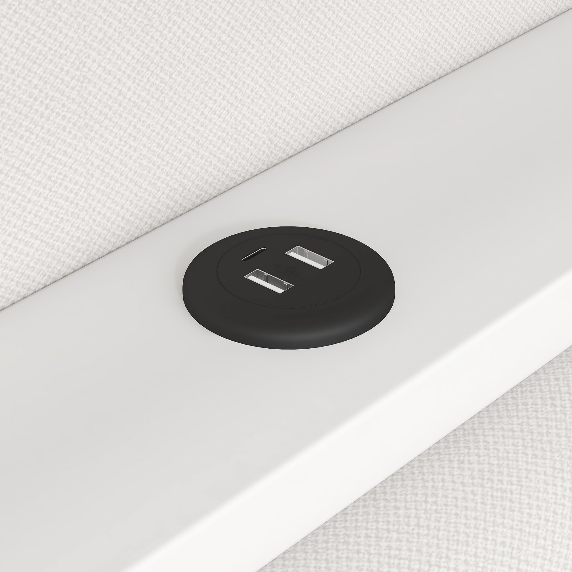 Daybed Upholstered 90x200cm Pull-out Bed Desk LED USB - White