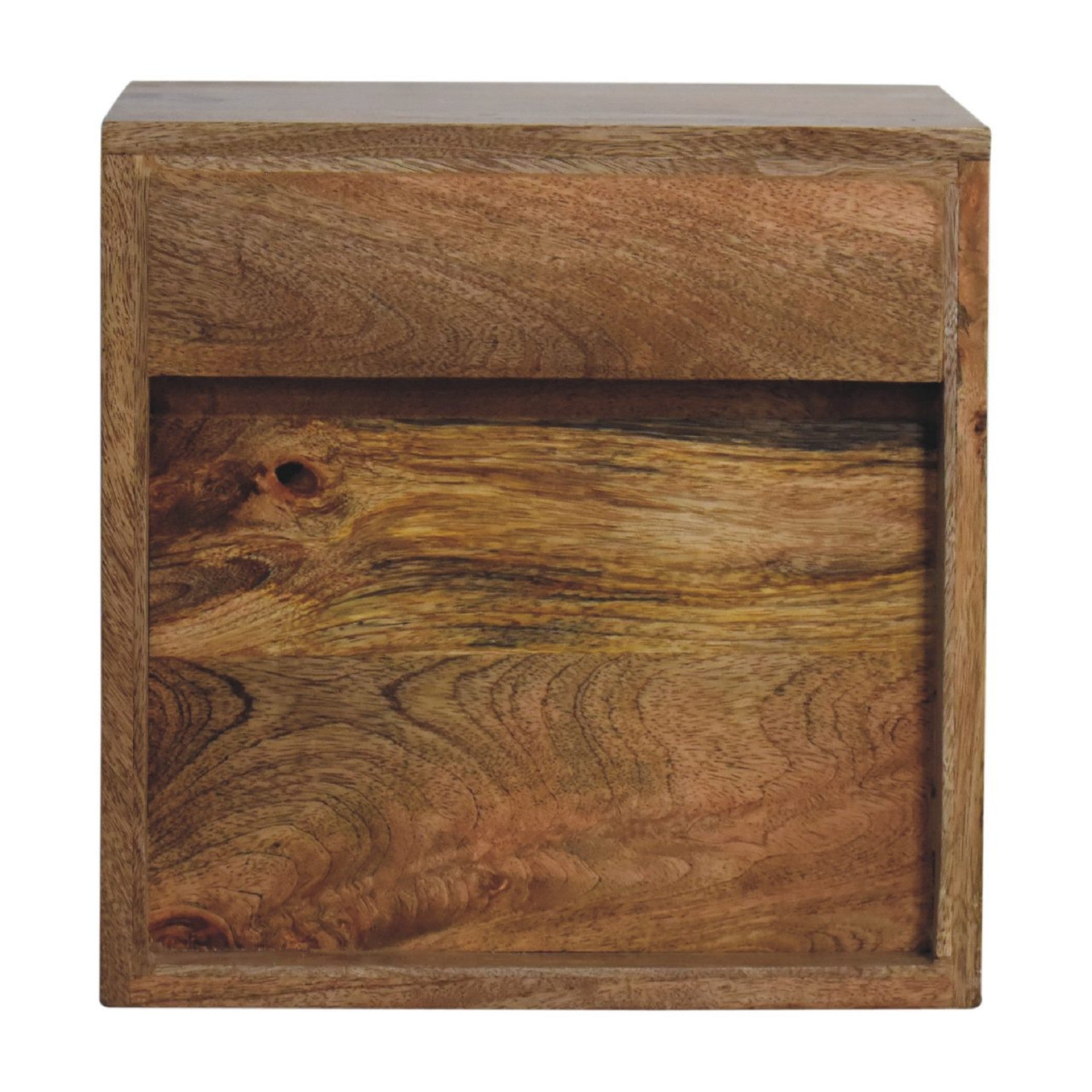 Solid Wood Floating Mini Classic Bedside with 1 Drawer and 1 Shelf, Brown