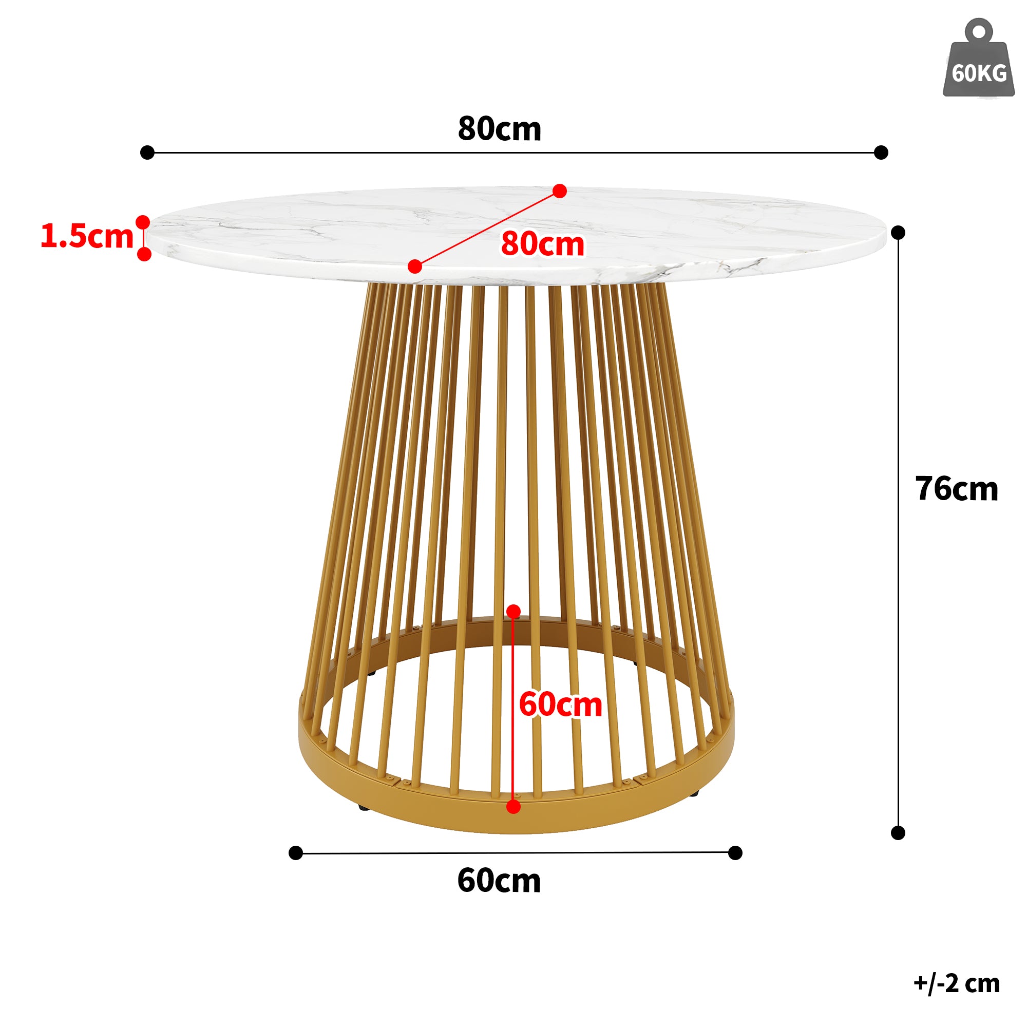 Dining Table Set 5-Piece Round 80cm Gold Metal Legs White MDF Top Dark Grey Velvet