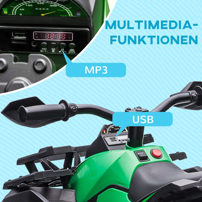 Electric Quad Bike for Children with Light and Music Connection, Green