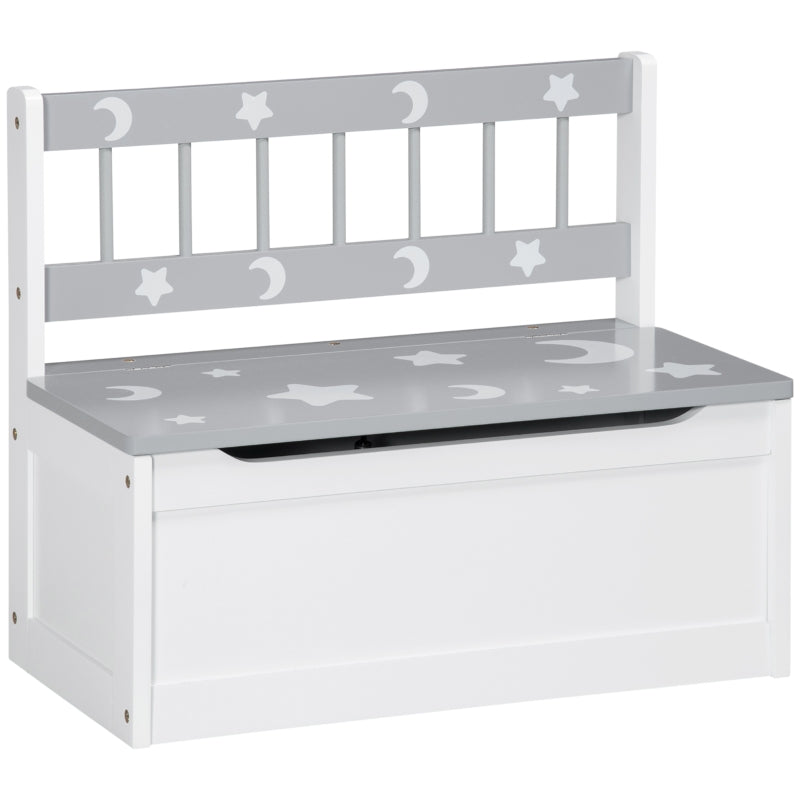 2 In 1 Kids Storage Bench Toy Box Safety Rod Grey