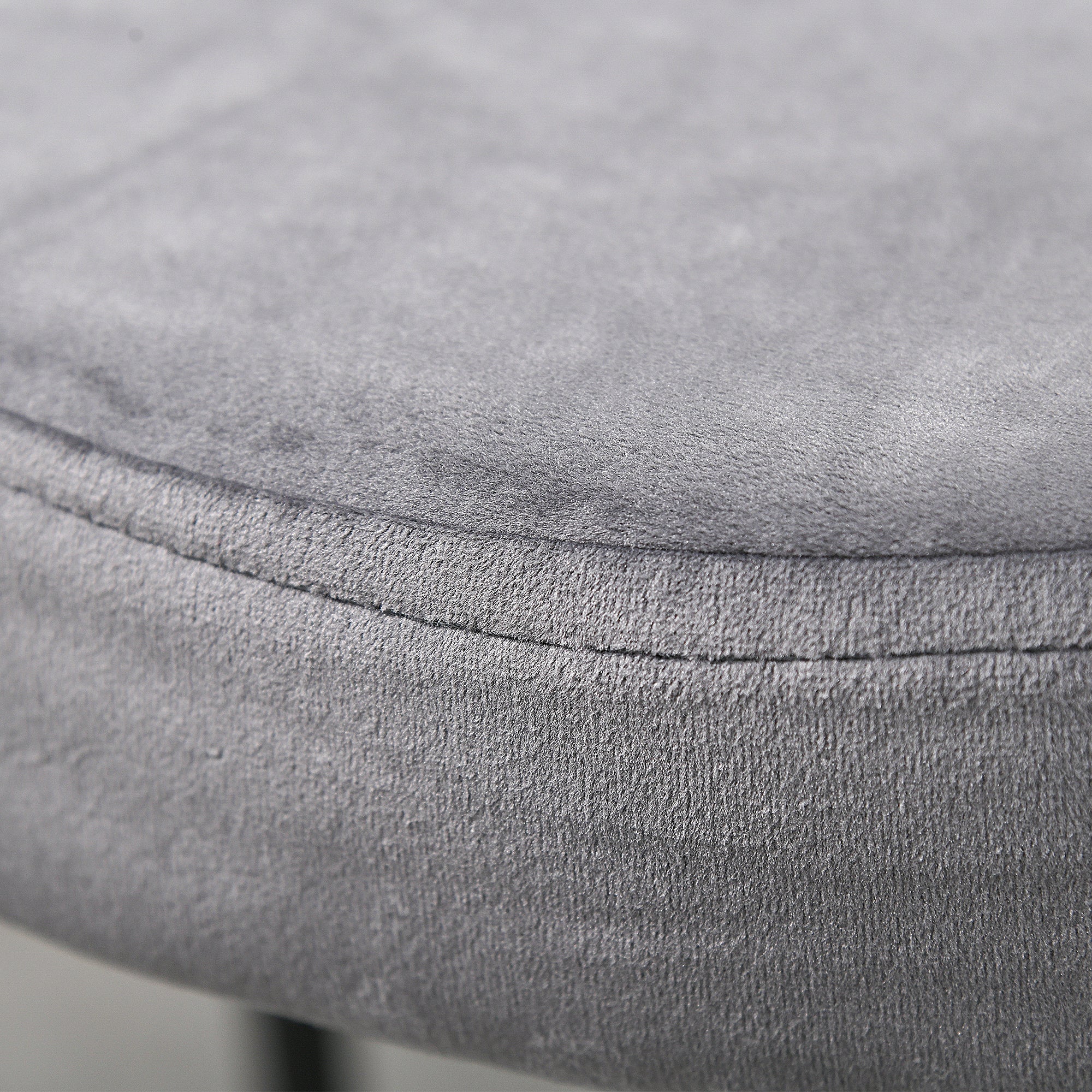 Dining Stools/Kitchen Chairs Set of 4 Stackable Upholstered Velvet Look, Grey Metal