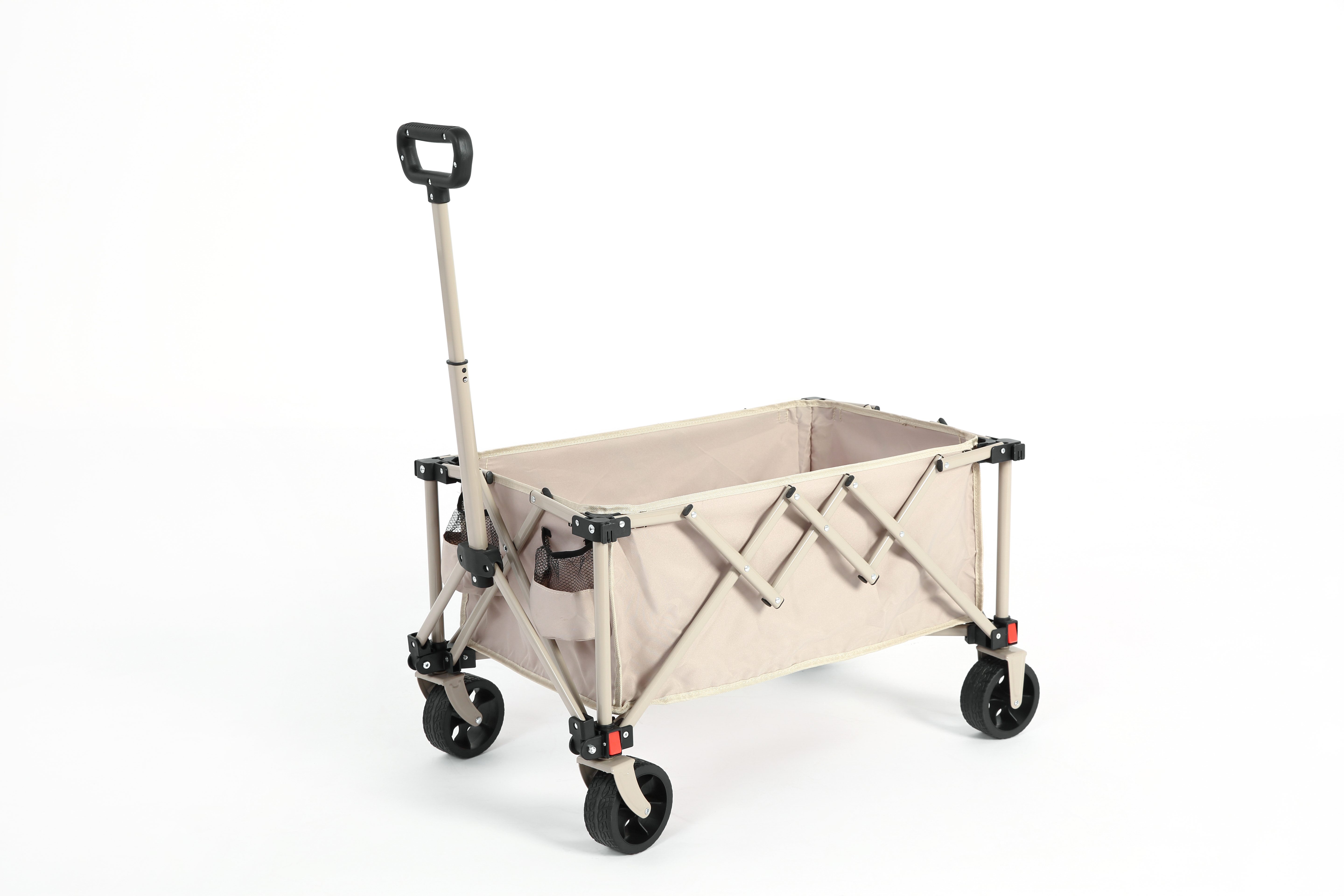 Folding Wagon Cart, All Terrain Wheels, Heavy Duty, Adjustable Handle, Beige
