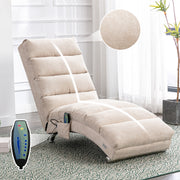 Relaxation Lounger, Fixed Reclining Sofa with Vibration and Side Pockets, Modern Furniture