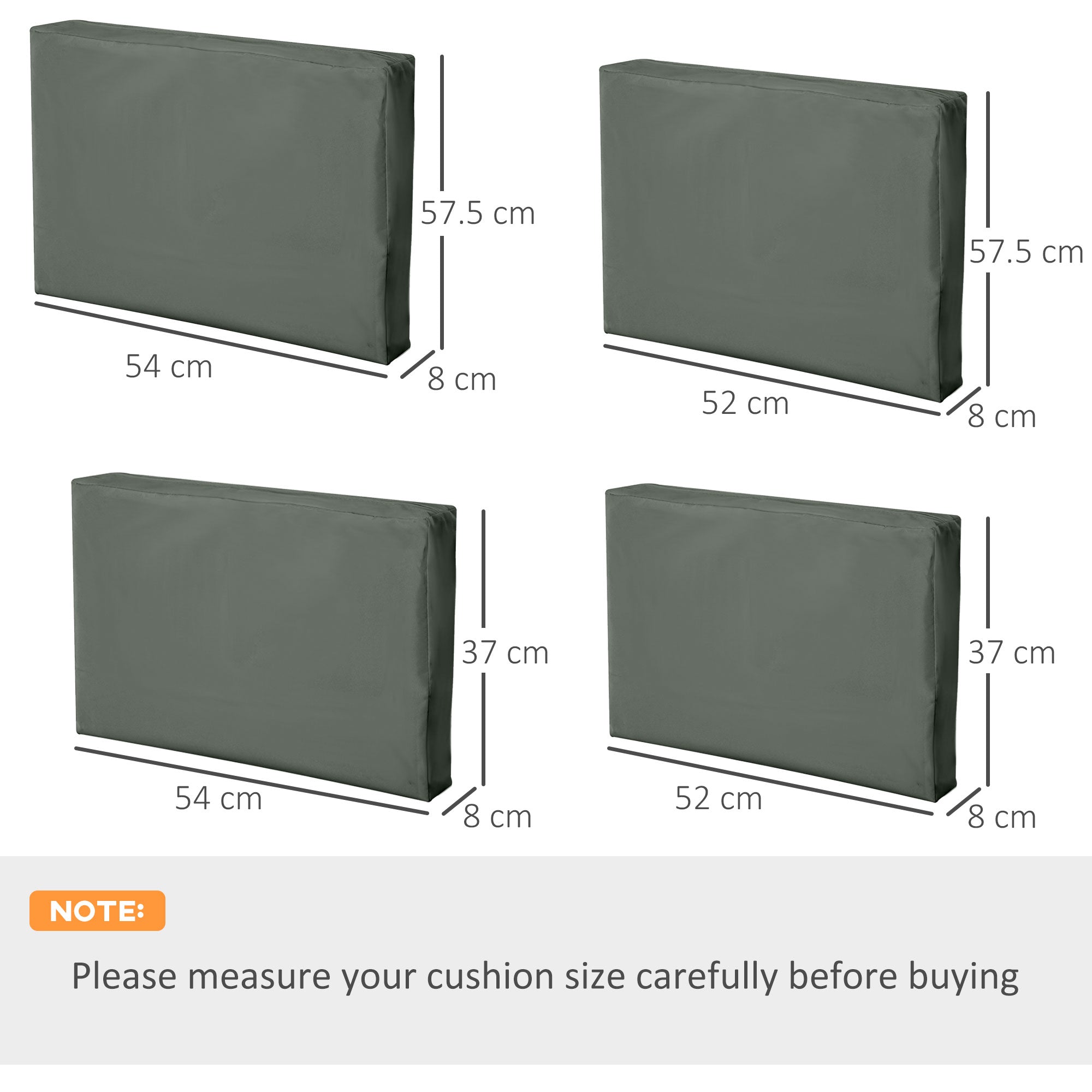 Replacement Cushion Cover for Rattan Patio Furniture Seat Polyester Deep Grey