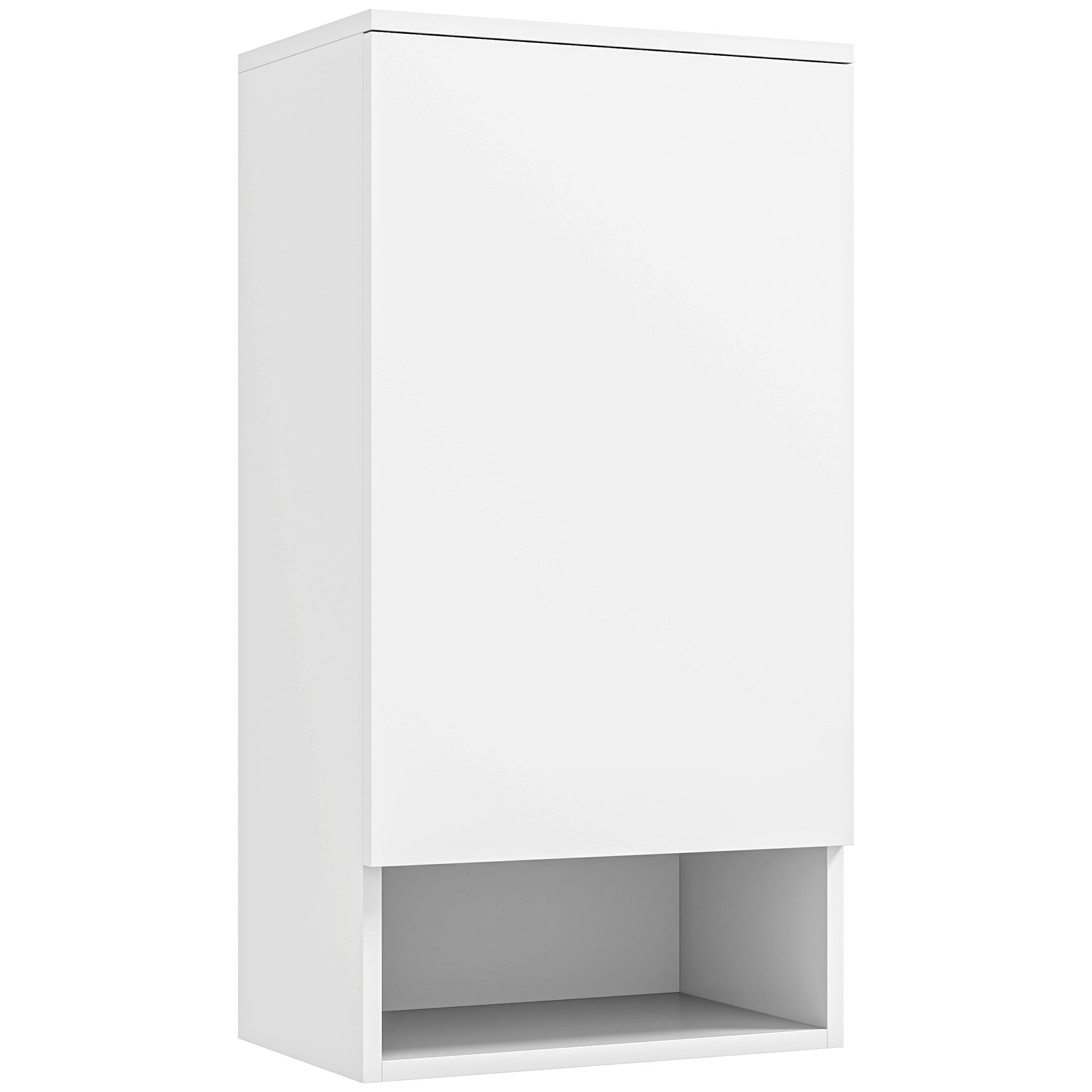 Wall Cabinet with Doors, Adjustable Shelves, Open Compartment, Wall Mounted, White