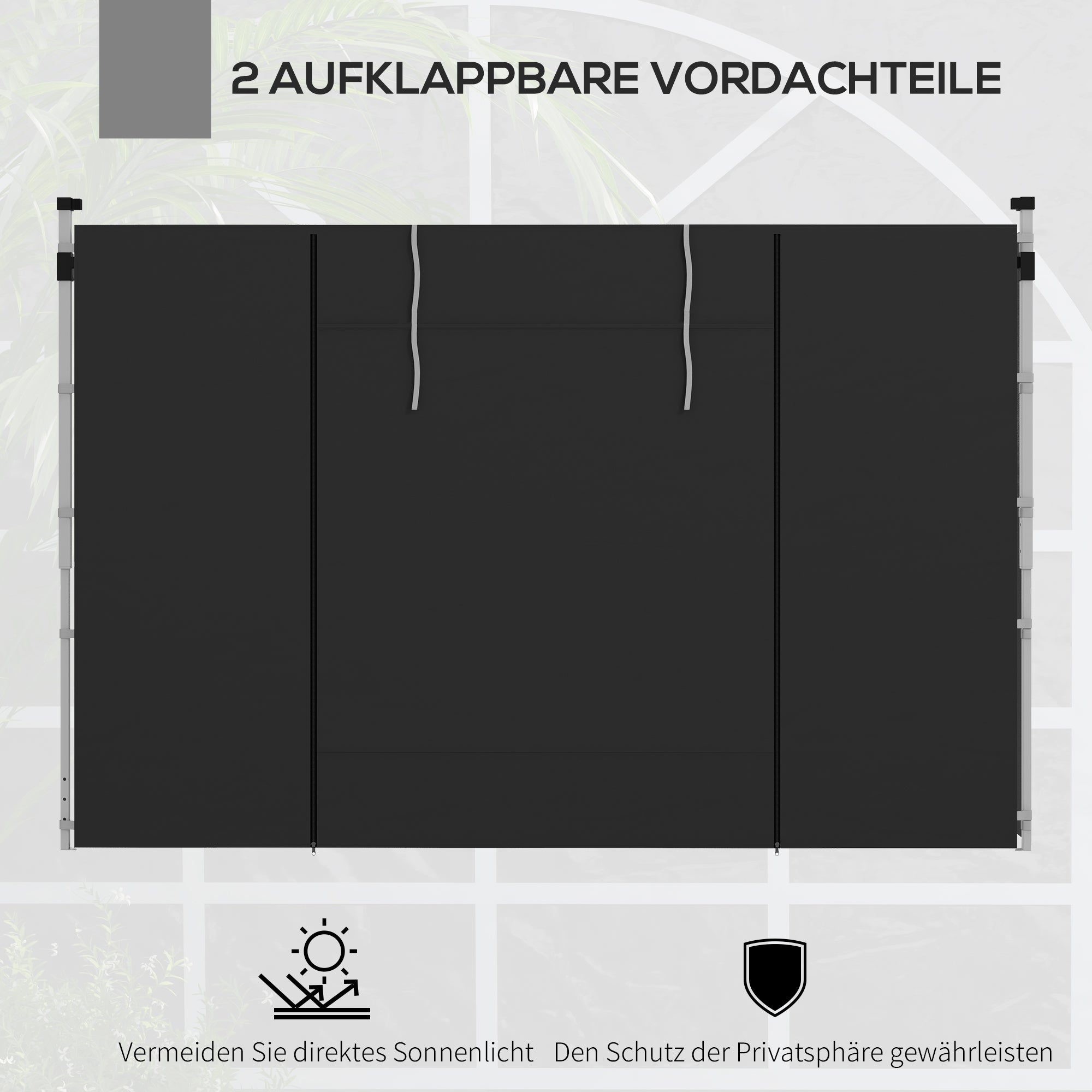 Gazebo Side Panels, 3x3/3x6 m, Window, Waterproof, Black Oxford Fabric