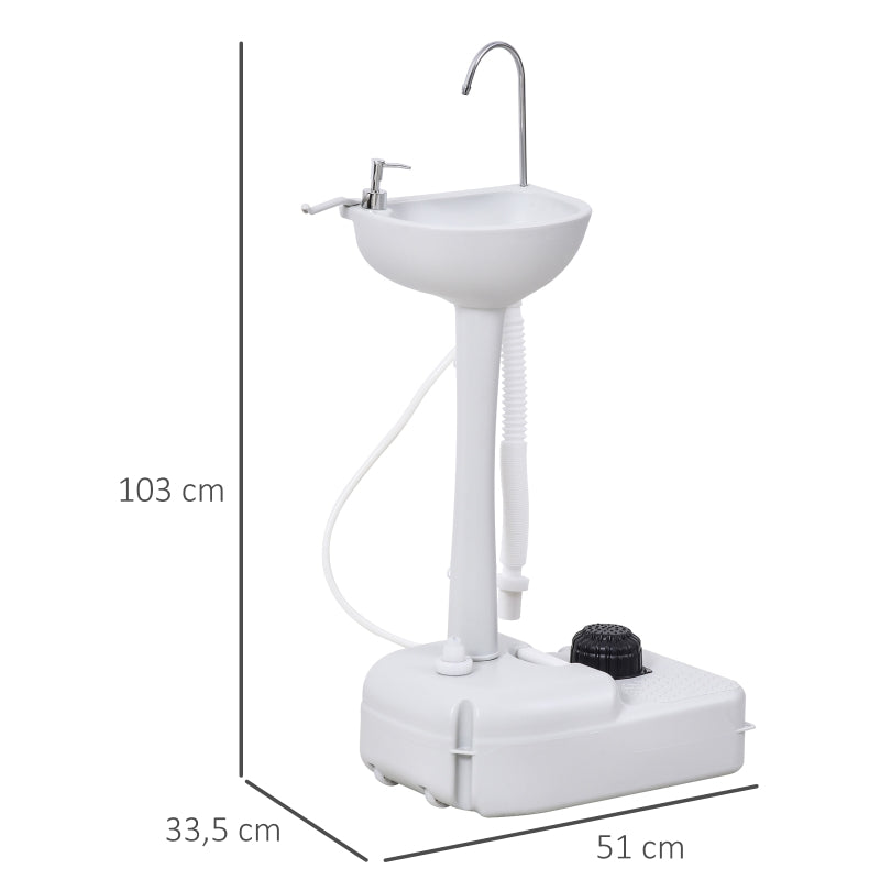 Mobile Washbasin Portable with Wheels 51x33.5x103cm - White