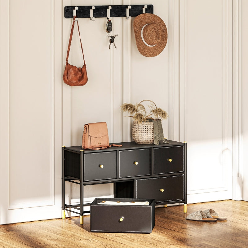 Chest of Drawers with Faux Leather Front, Black