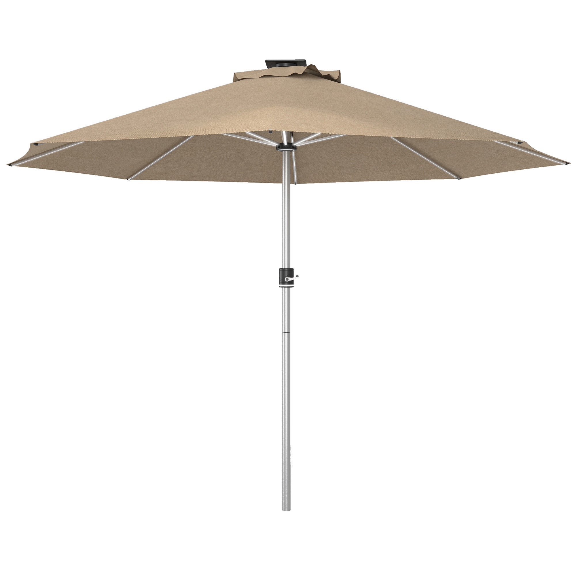 3m Parasol Solar-Powered LED Lights Khaki
