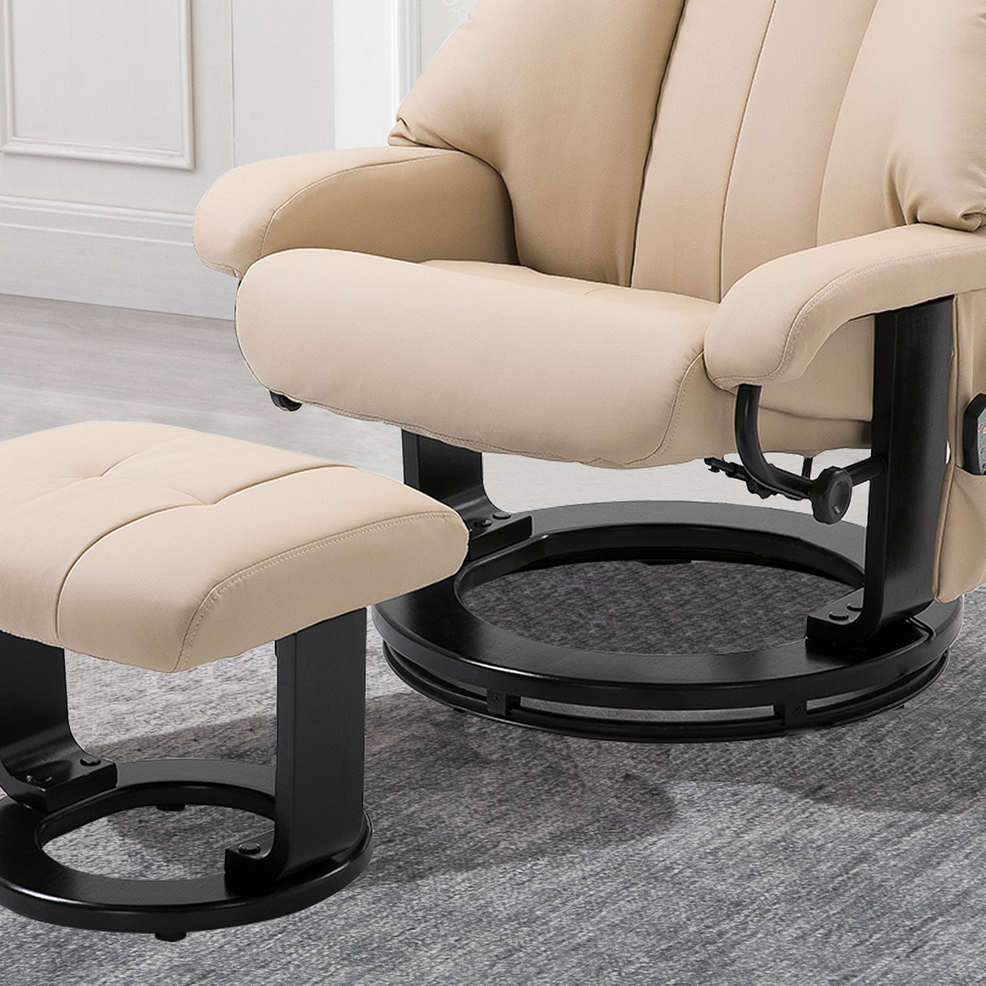 Recliner Chair, Ergonomic Massage with Stool, Beige