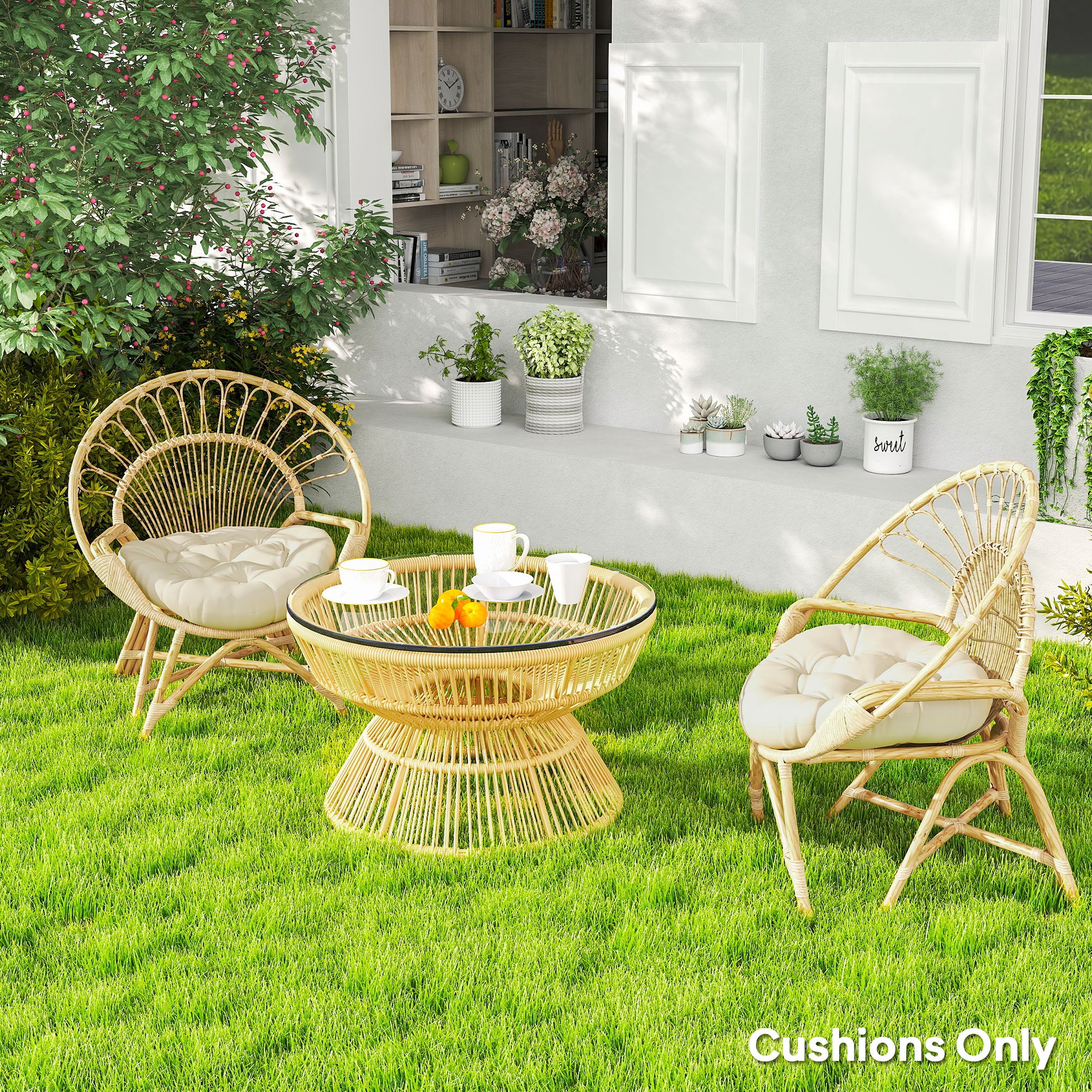 Outdoor Cushions Set of Two Round 60cm Beige