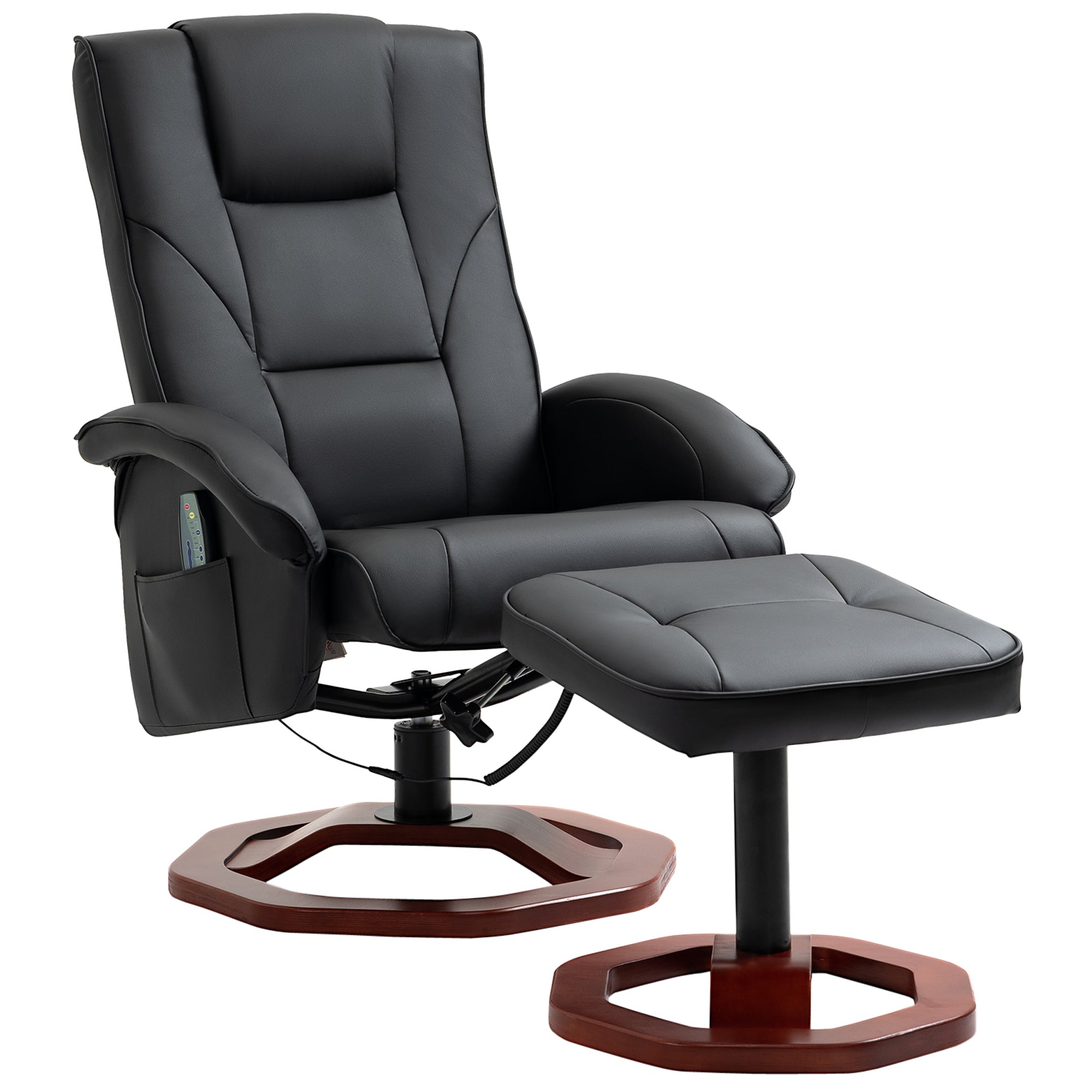 Massage Chair/Lounger, 360° Swivel Recliner with Footrest, Faux Leather