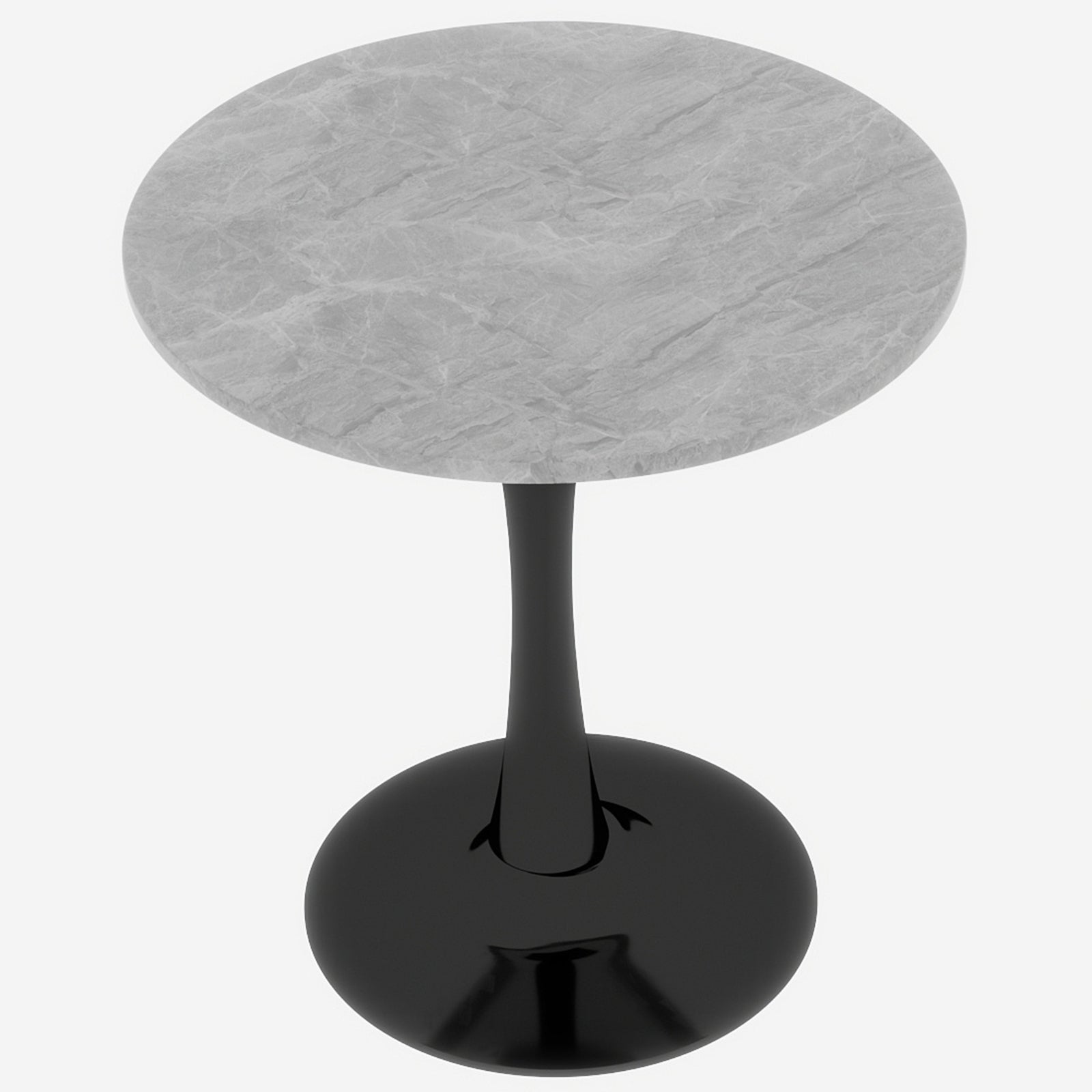 Coffee Table Mid-Century Modern Round Marble Top 27.6-inch - Black