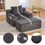 Oversized Sofa Chair Deep Seat Corduroy Upholstered Armchair