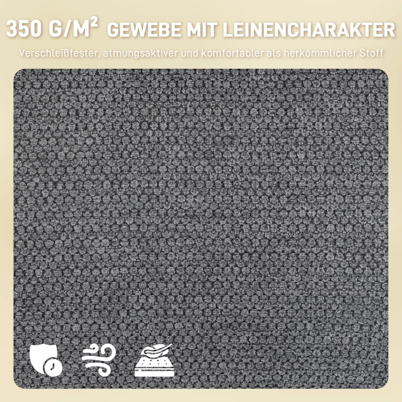 Upholstered Dining Chair, Thick Padding, Armrests, Metal Legs, Grey