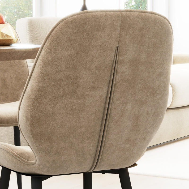 Velvet Dining Chairs, Set of 2 with Metal Legs, Light Brown