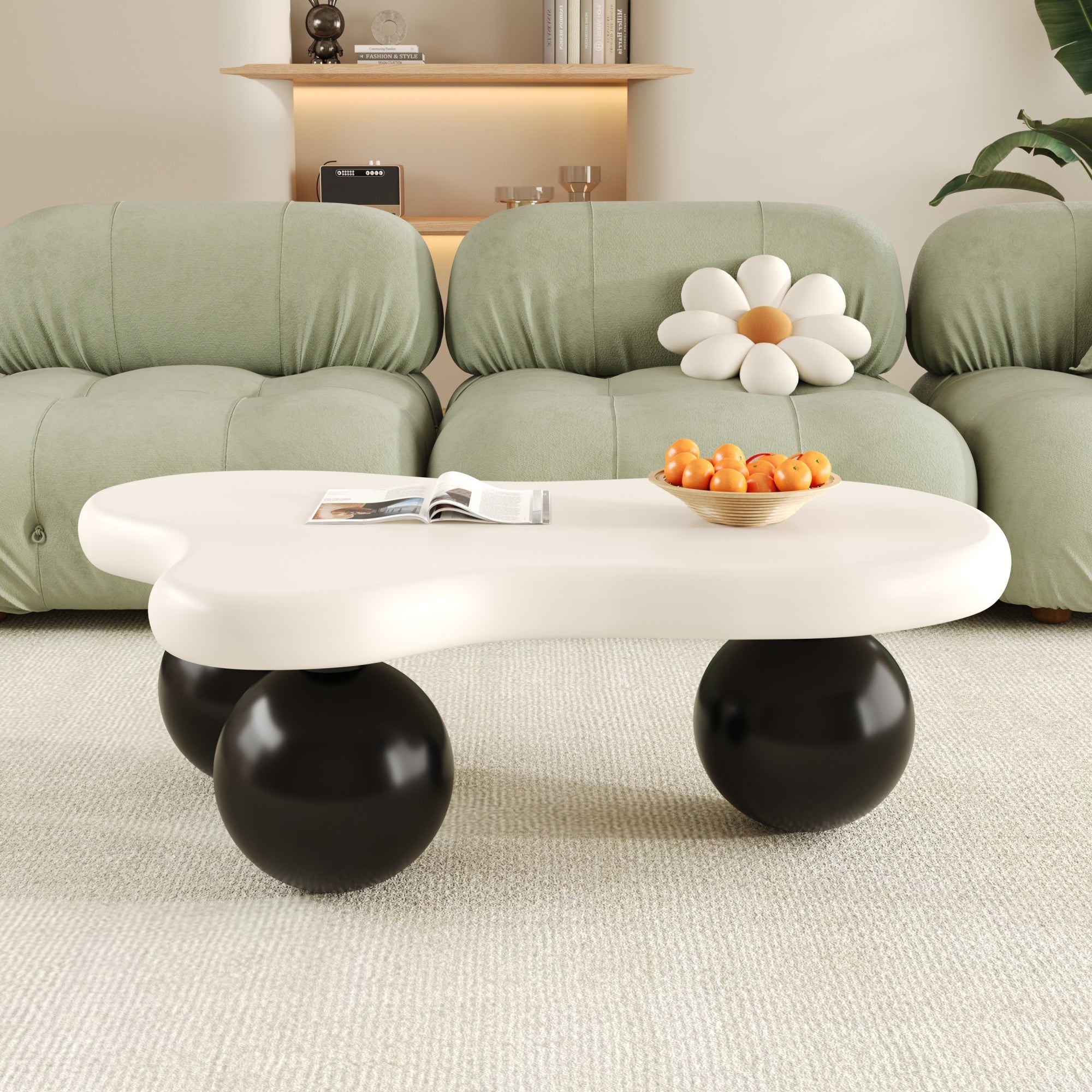 Cloud Style Coffee Table LED Lighting 16 Colors Round Leg Design