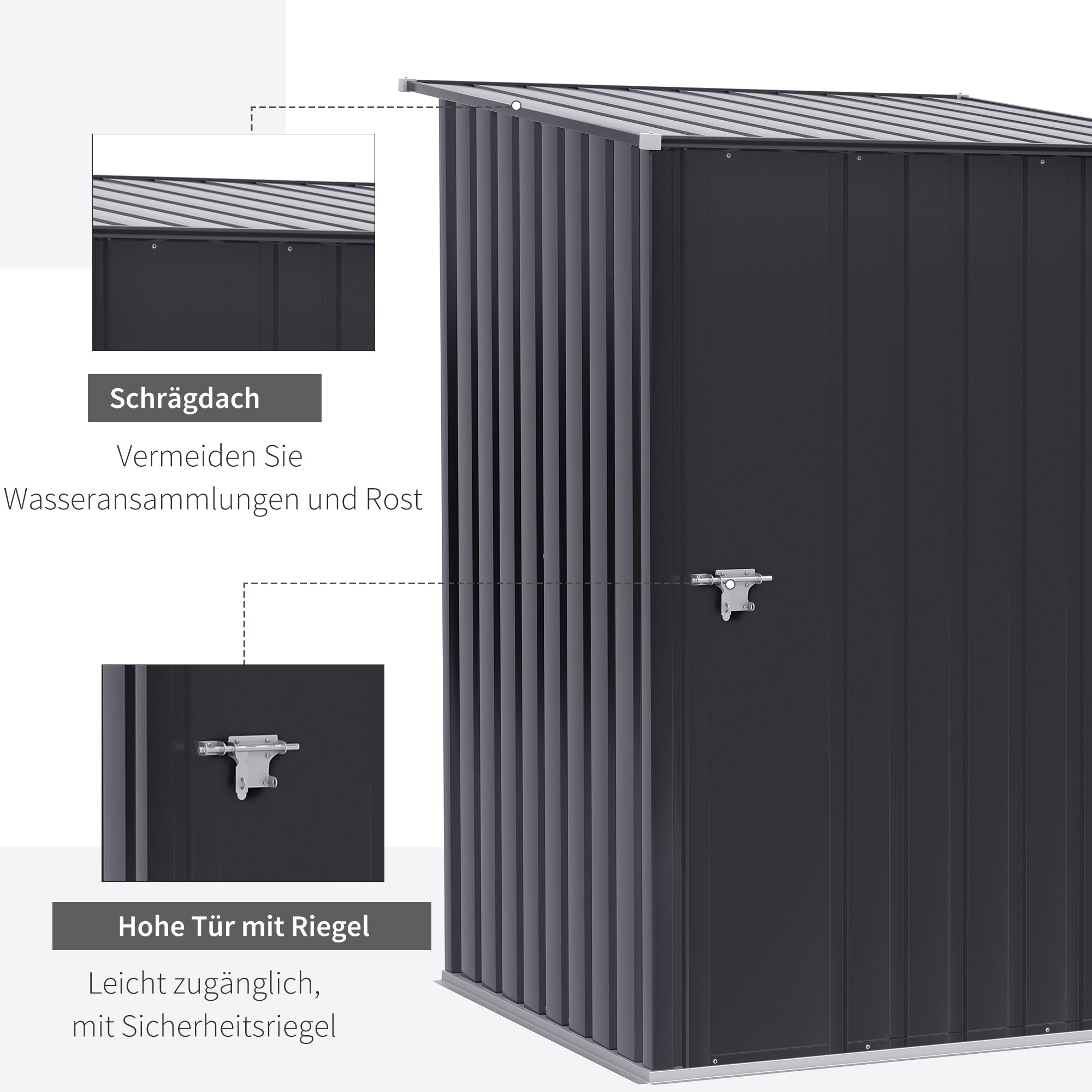 Garden Shed 1x1m Galvanized Steel Dark Grey