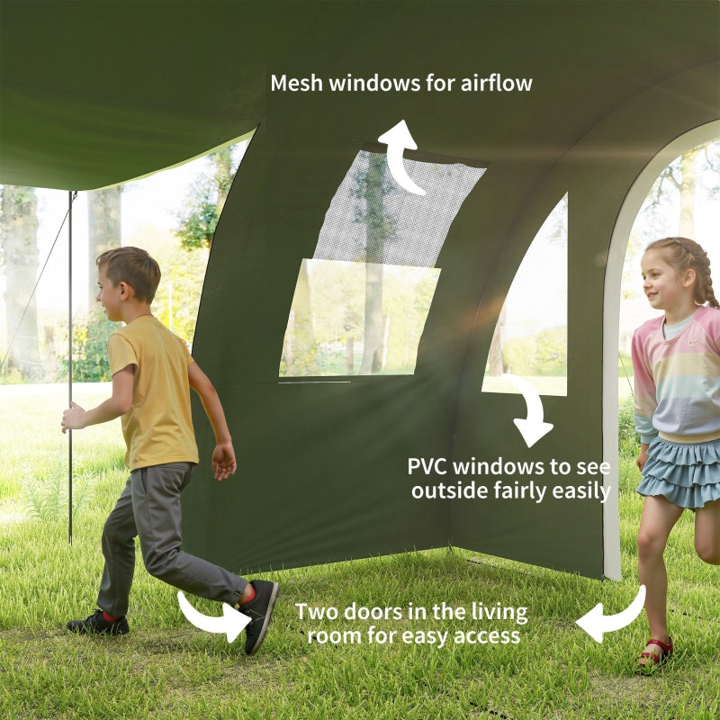 5-6 Man Camping Tent, 2 Room with Floor and Carry Bag, Green