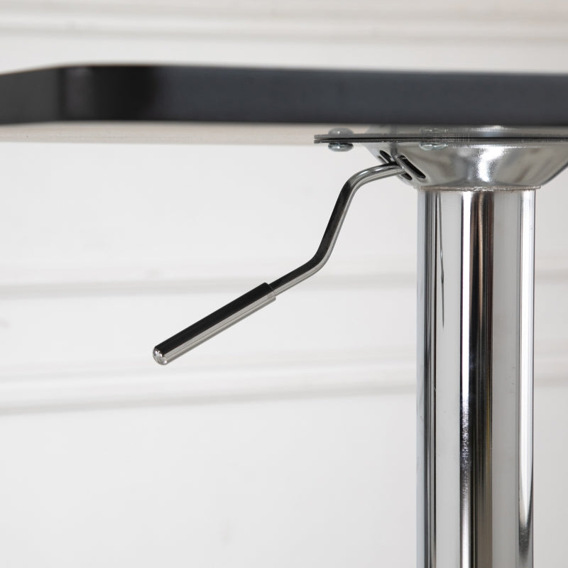 Modern Counter Bar Table, Height Adjustable 360° Swivel, Black and Silver