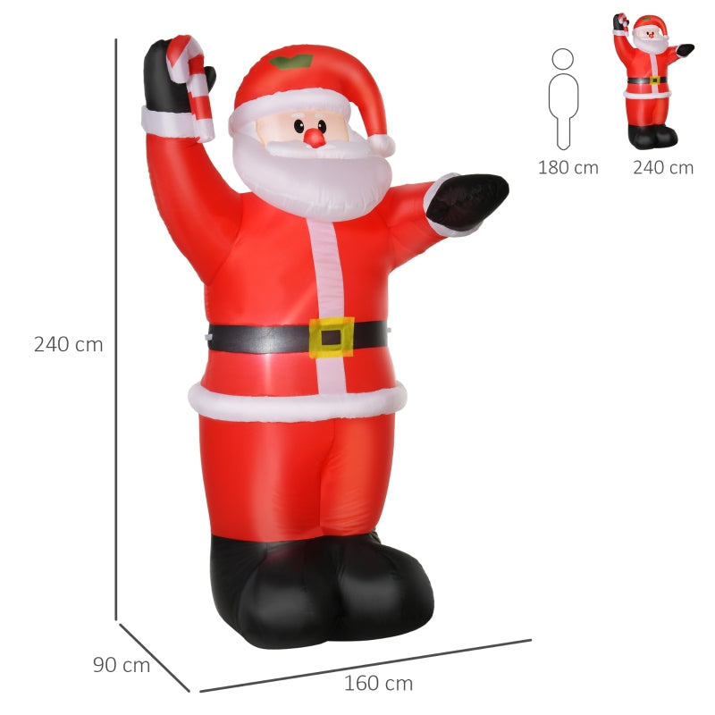 Inflatable Santa Claus 8ft Air Blown Yard Decoration Polyester Cloth